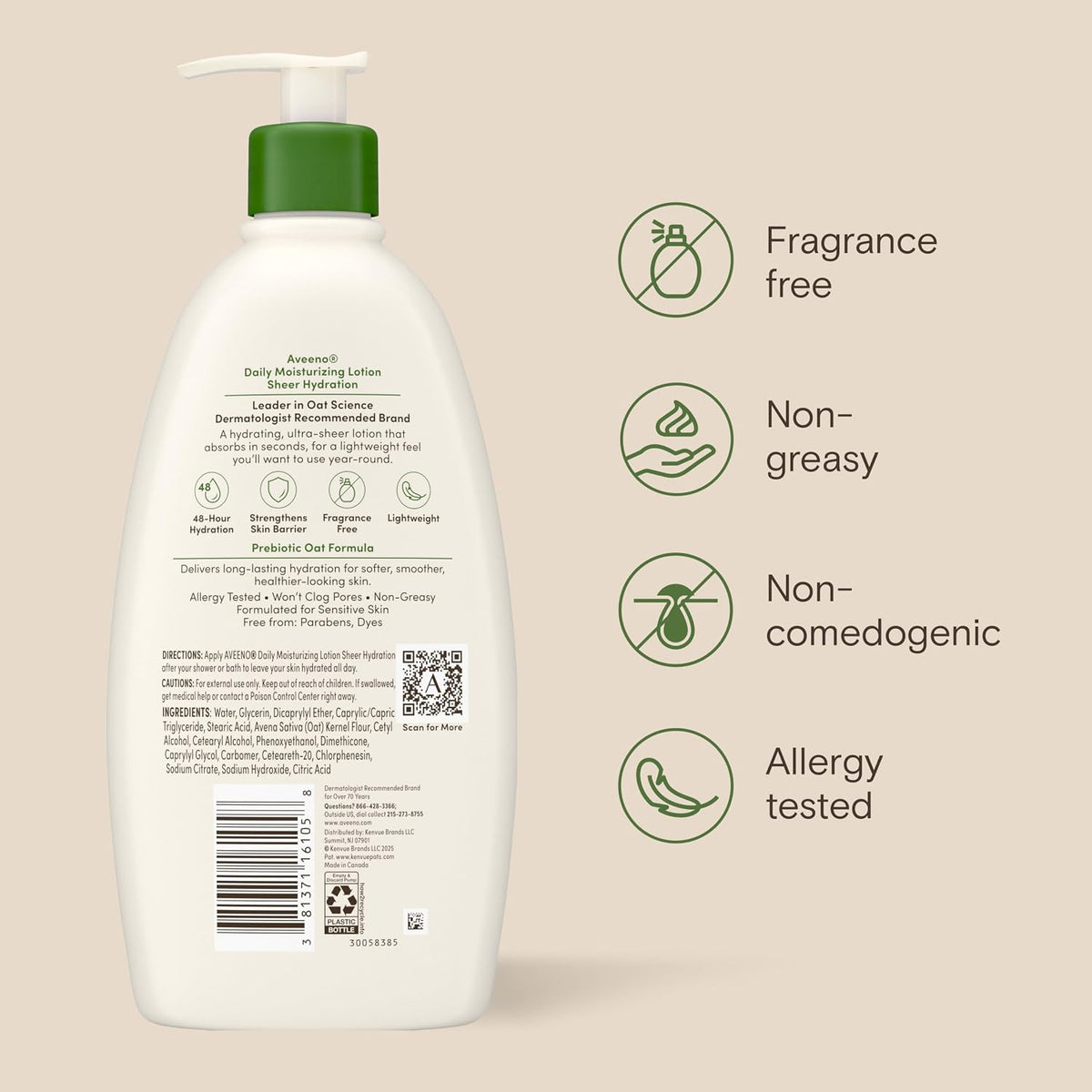 Sheer Hydration Body Lotion, Fragrance-Free, 18 Fl. Oz